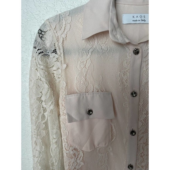 KAOS Pink Lace Dress Small Ethereal Coquette Made In Italy Cottagecore Girly - Picture 3 of 11